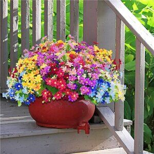 12 Bundles Artificial, UV Resistant Plastic Fabric Greenery Shrubs Plants